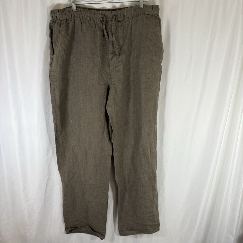 Britches of Georgetowne Linen Pants Women's Large Green Drawstring Pockets